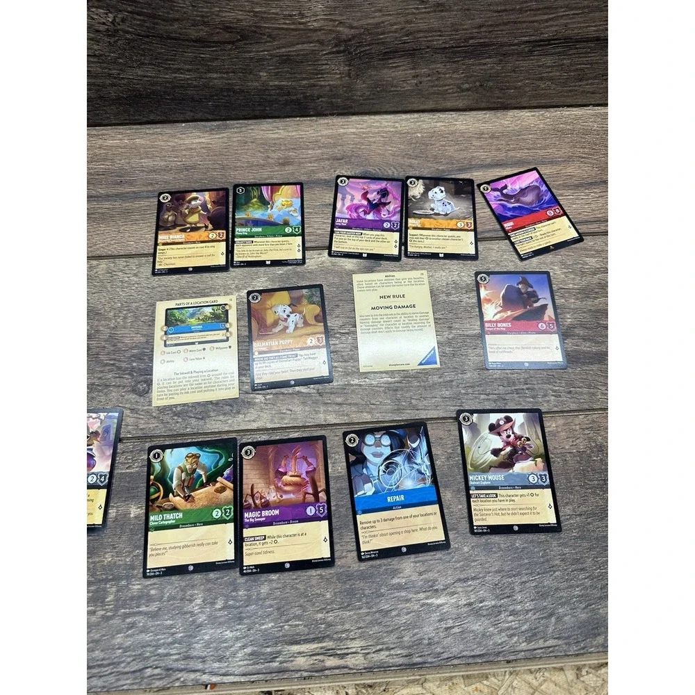 Disney Lorcana Into the Inklands Card Lot Mickey Mouse Prince John Maui Jafar